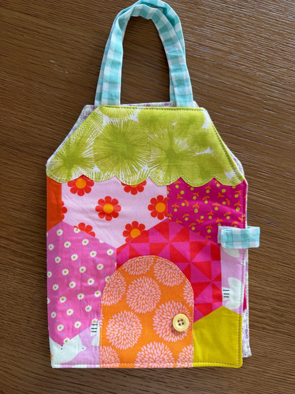Kids Floral Patchwork Face Mask — Pink & Lime
